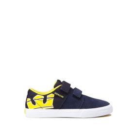 Supra STACKS II VULC VELCRO Lave Sneakers Barn Marineblå/Gul/Hvite | NO-37747